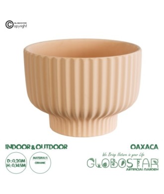 GloboStar® Artificial Garden OAXACA 20501 Διακοσμητικό Κεραμικό Κασπώ Γλάστρα - Flower Pot Σομόν Φ20 x Υ14.5cm